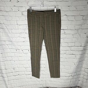 Zara Olive Plaid Slim Trousers